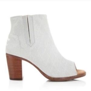 Toms Women Ankle Suede Block Heels Peep Toe Shoes boots sz 7